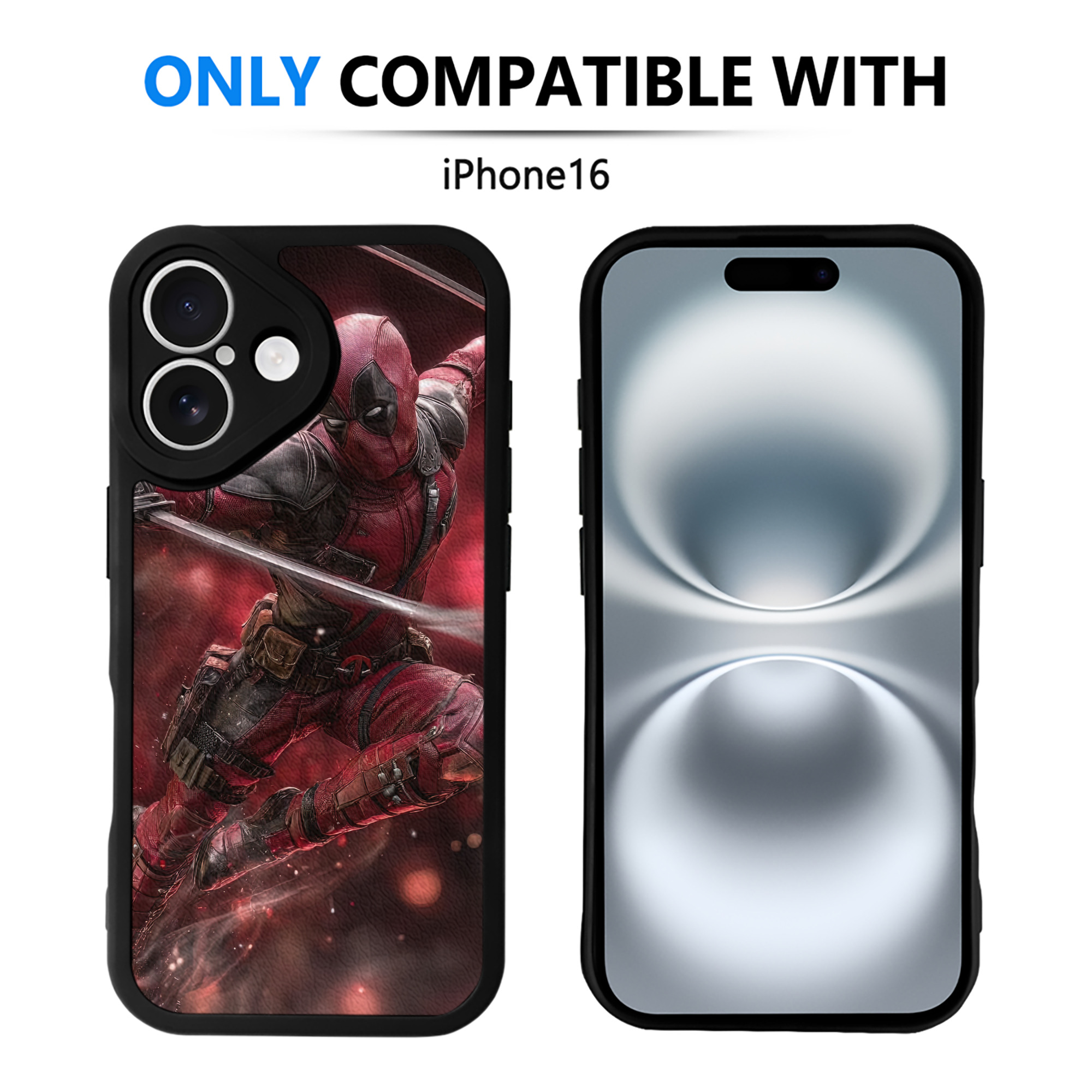 （画像用） Deadpool デッドプール 【iPhone 16シリーズ対応】シリコンスマホケース（レザー調） 材質：シリコン